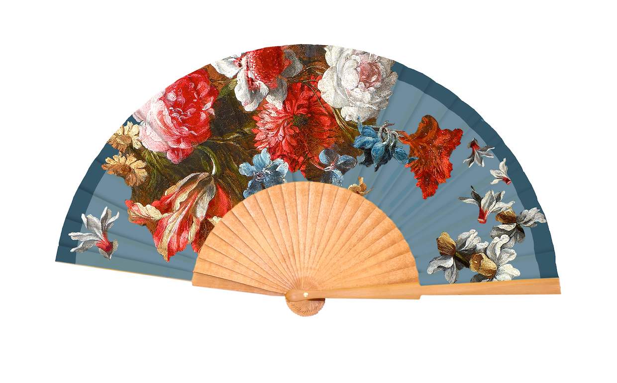 Fan decorated with floral motifs from a work by Juan de Arellano