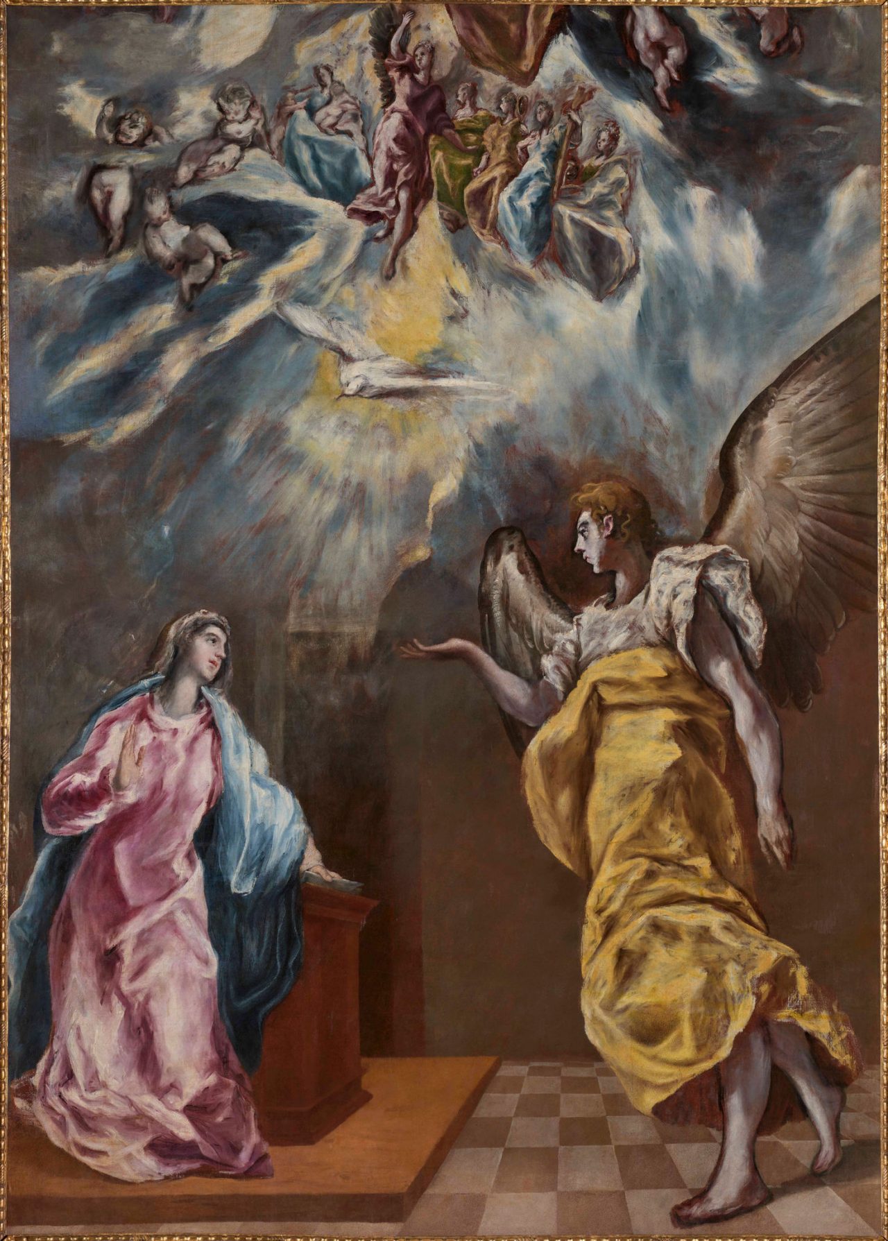 El Greco's Annunciation painting, part of the Sacred Stories axis in the Masterpieces from the Banco Santander Collection exhibition.