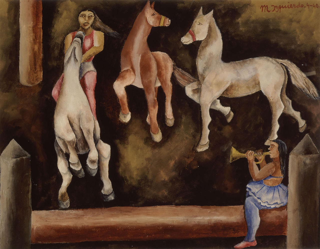 Circus Scene painting by María Izquierdo, belonging to the Modern Mexico exhibition of the Gelman Santander Collection.