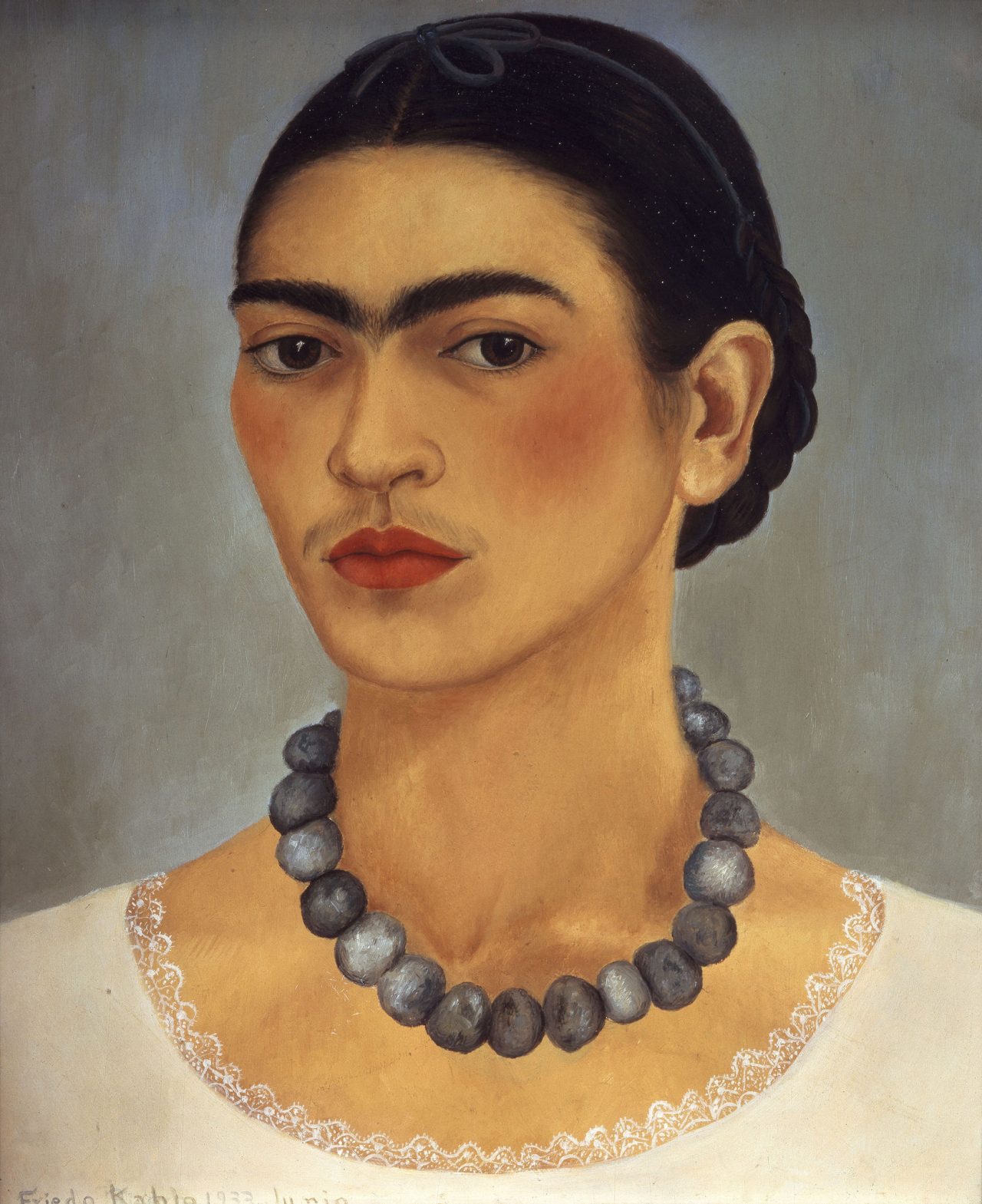 Pintura Autorretrato con collar de Frida Kahlo, parte de la exposición México Moderno en la Colección Gelman Santander.