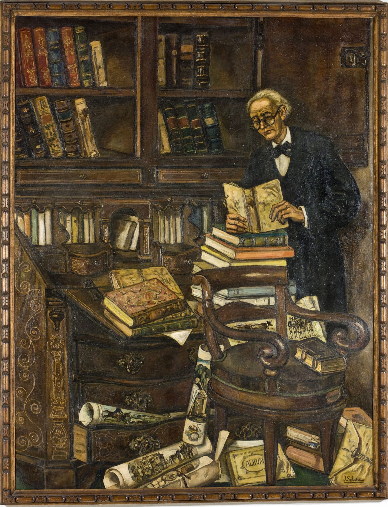 Pintura El Bibliófilo de José Gutiérrez Solana, parte de la exposición Obras Maestras de la Colección Banco Santander en Faro Santander.
